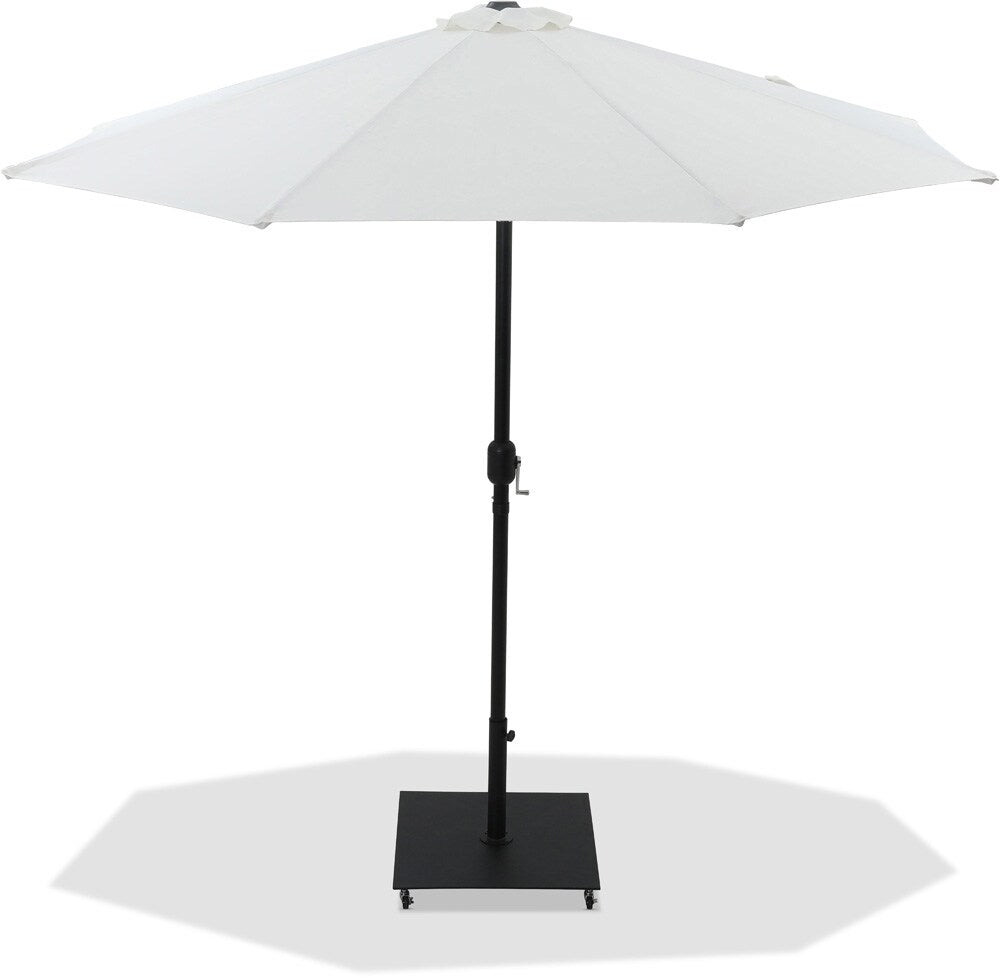 Meridian Furniture - Fiji White Fabric / Matte Black Aluminum Patio Umbrella with Base Sets - 55016White-AB veiw 1