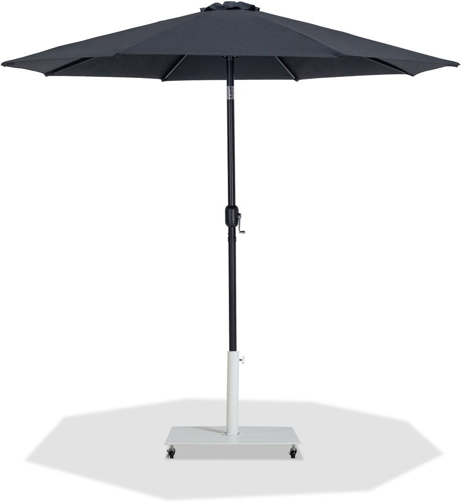 Meridian Furniture - Fiji Black Fabric / Matte White Aluminum Patio Umbrella with Base Sets - 55016Black-AW veiw 1