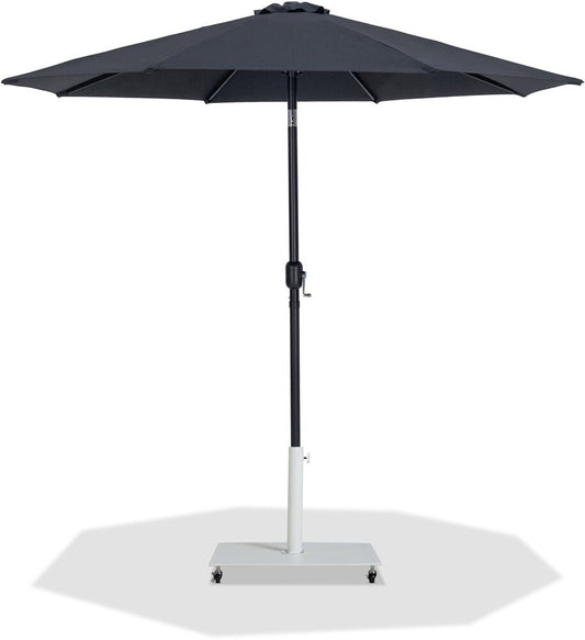 Meridian Furniture - Fiji Black Fabric / Matte White Aluminum Patio Umbrella with Base Sets - 55016Black-AW veiw 1