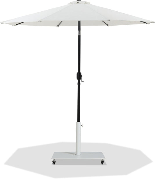 Meridian Furniture - Fiji White Fabric / Matte White Aluminum Patio Umbrella with Base Sets - 55016White-AW veiw 1