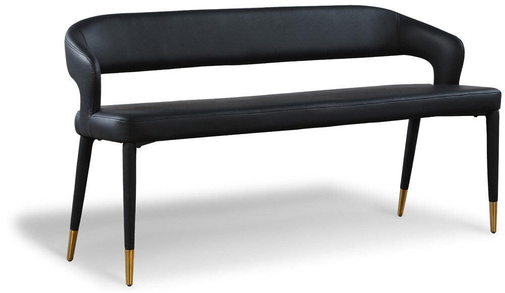 Meridian Furniture - Destiny Black Vegan Leather Bench - 583Black veiw 1