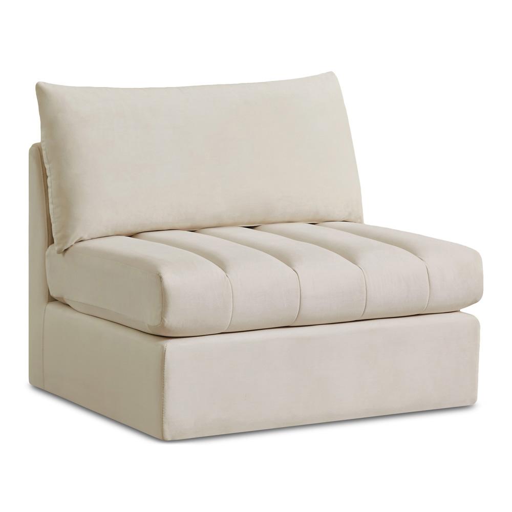 Meridian Furniture - Jacob Cream Velvet Armless - 649Cream-Armless veiw 1