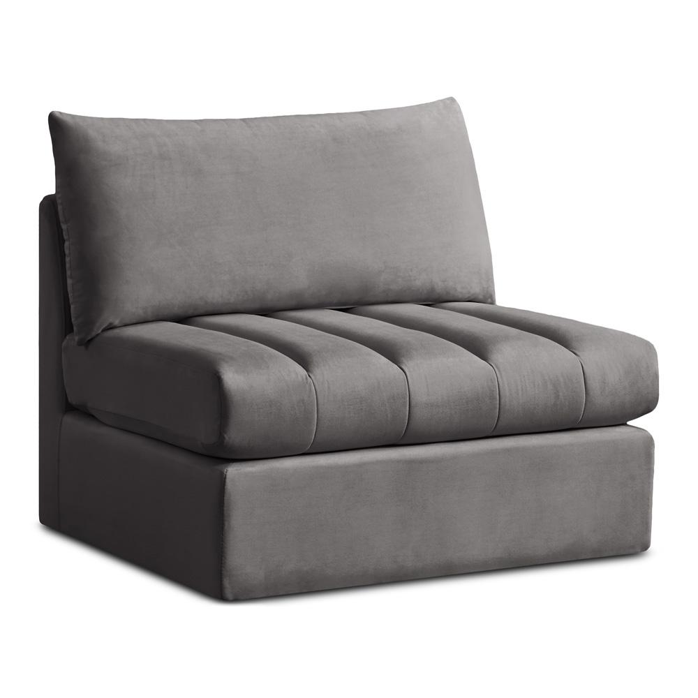 Meridian Furniture - Jacob Grey Velvet Armless - 649Grey-Armless veiw 1