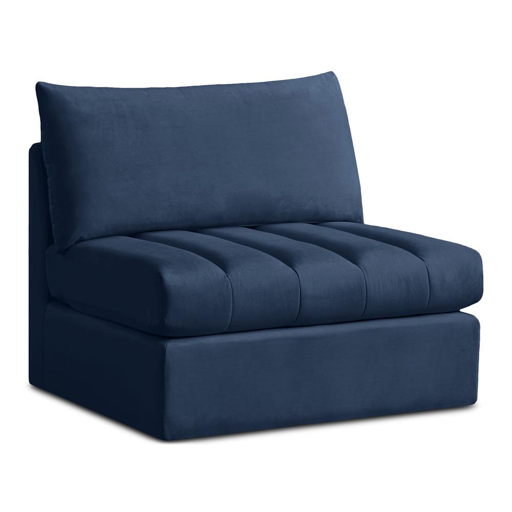 Meridian Furniture - Jacob Navy Velvet Armless - 649Navy-Armless veiw 1