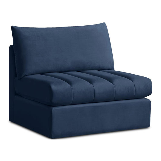 Meridian Furniture - Jacob Navy Velvet Armless - 649Navy-Armless veiw 1