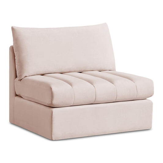 Meridian Furniture - Jacob Pink Velvet Armless - 649Pink-Armless veiw 1
