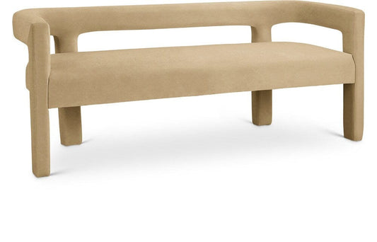 Meridian Furniture - Athena Camel Velvet Bench - 892Camel veiw 1