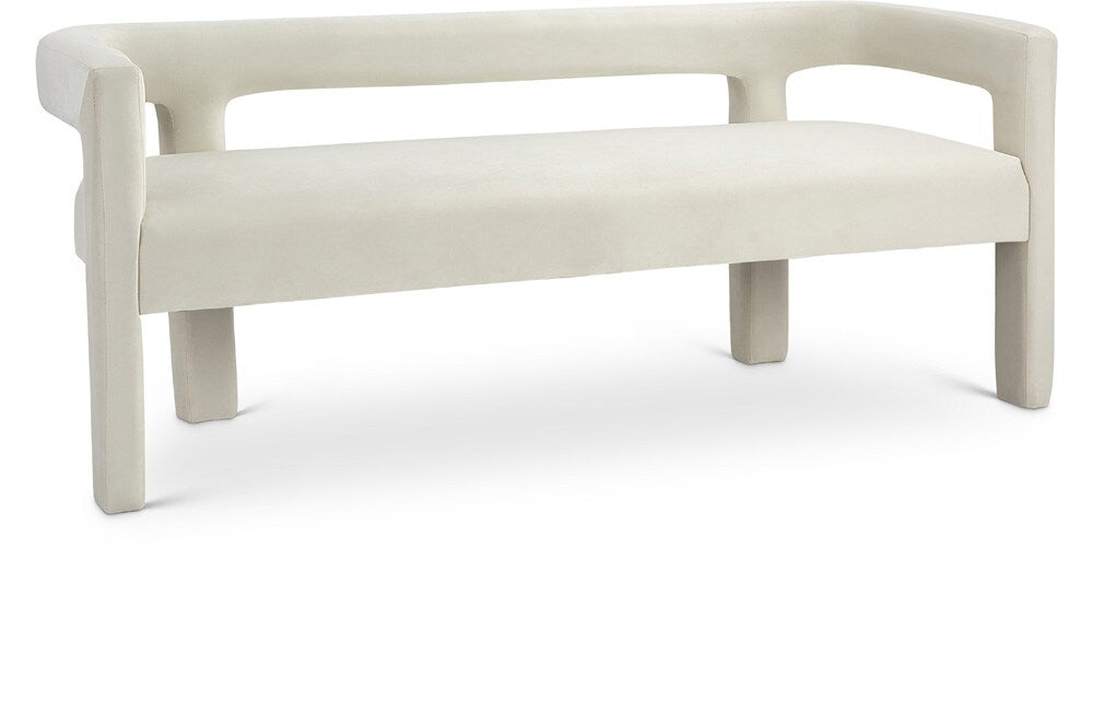 Meridian Furniture - Athena Cream Velvet Bench - 892Cream veiw 1
