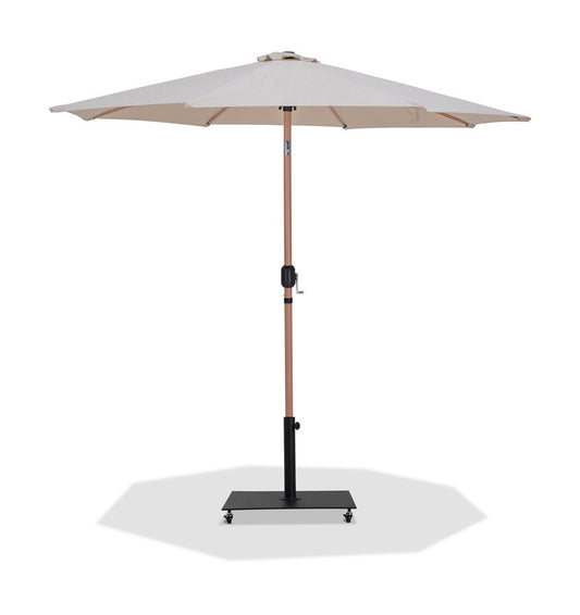 Meridian Furniture - Fiji Beige Fabric / Matte Black Aluminum Patio Umbrella with Base Sets - 55014Beige-AB veiw 1