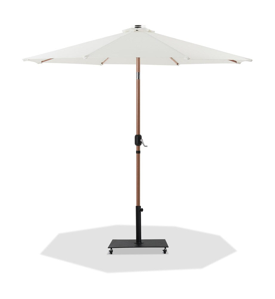 Meridian Furniture - Fiji White Fabric / Matte Black Aluminum Patio Umbrella with Base Sets - 55014White-AB veiw 1