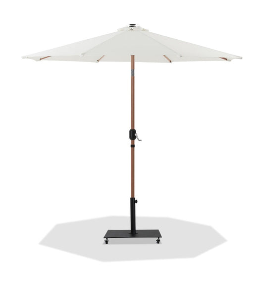 Meridian Furniture - Fiji White Fabric / Matte Black Aluminum Patio Umbrella with Base Sets - 55014White-AB veiw 1
