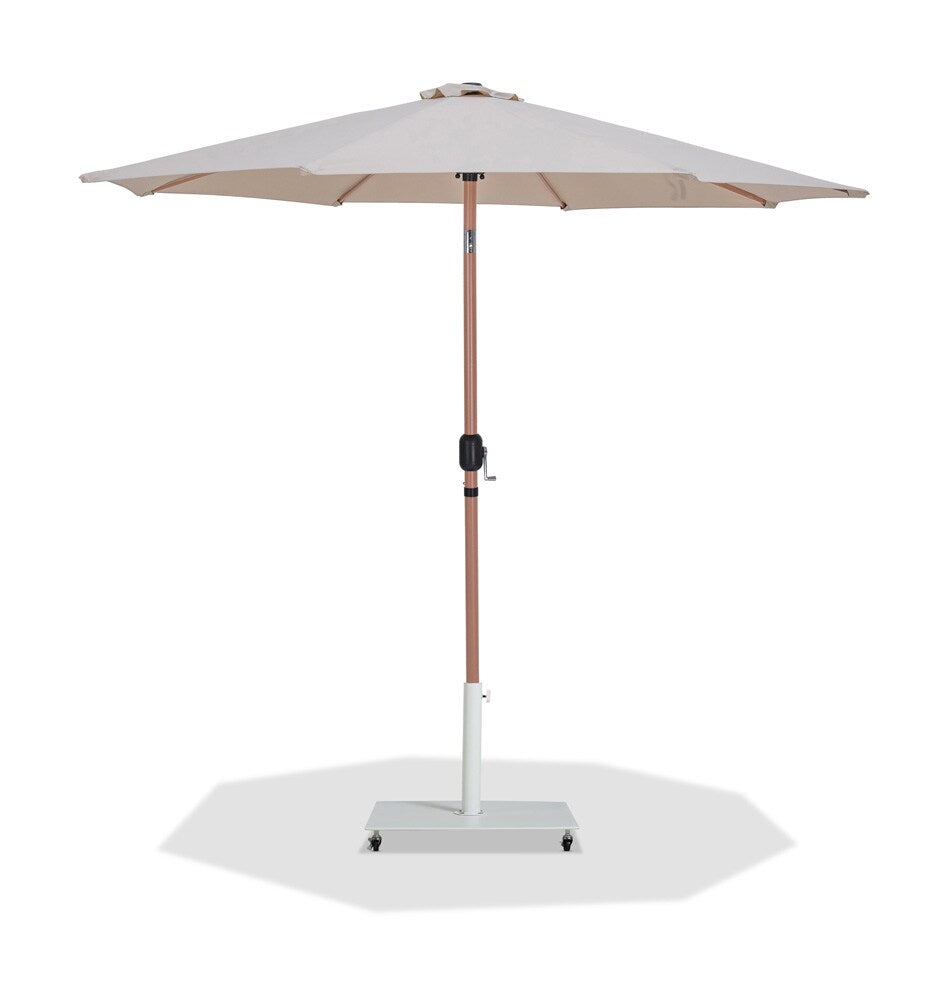 Meridian Furniture - Fiji Beige Fabric / Matte White Aluminum Patio Umbrella with Base Sets - 55014Beige-AW veiw 1