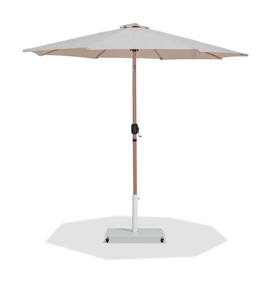 Meridian Furniture - Fiji Beige Fabric / Matte White Aluminum Patio Umbrella with Base Sets - 55014Beige-AW veiw 1