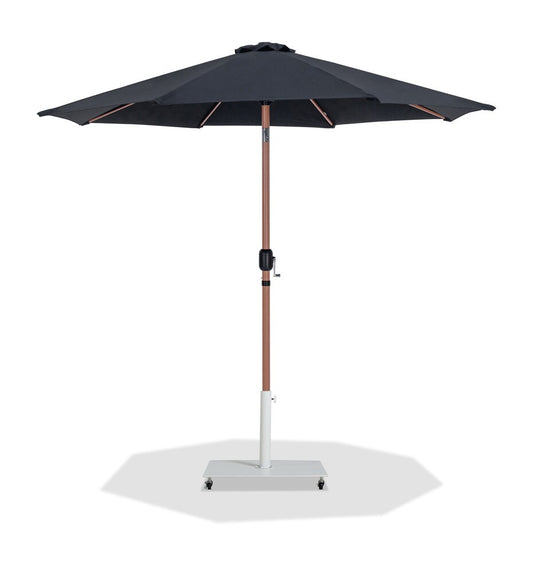 Meridian Furniture - Fiji Black Fabric / Matte White Aluminum Patio Umbrella with Base Sets - 55014Black-AW veiw 1