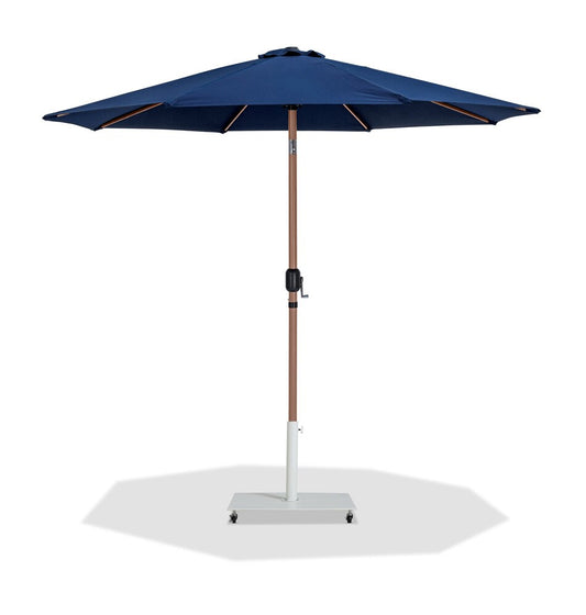 Meridian Furniture - Fiji Navy Fabric / Matte White Aluminum Patio Umbrella with Base Sets - 55014Navy-AW veiw 1