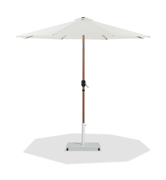 Meridian Furniture - Fiji White Fabric / Matte White Aluminum Patio Umbrella with Base Sets - 55014White-AW veiw 1