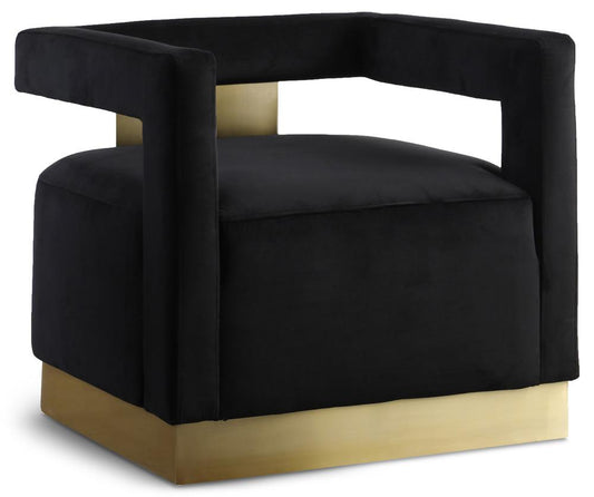 Meridian Furniture - Armani Black Velvet Accent Chair - 597Black veiw 1