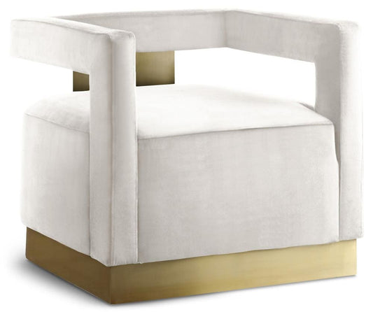 Meridian Furniture - Armani Cream Velvet Accent Chair - 597Cream veiw 1