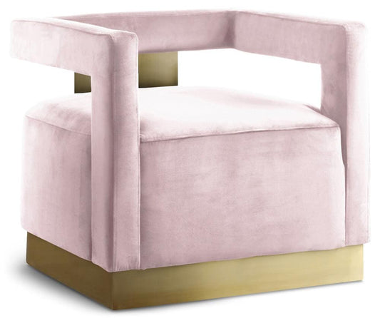 Meridian Furniture - Armani Pink Velvet Accent Chair - 597Pink veiw 1