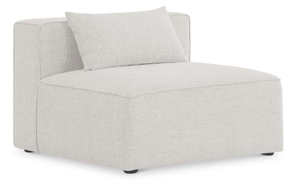 Meridian Furniture - Cube Cream Durable Linen Textured Armless Chair - 630Cream-Armless veiw 1