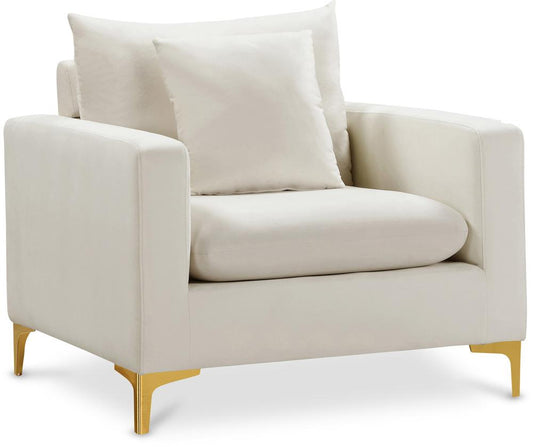 Meridian Furniture - Naomi Cream Velvet Chair - 633Cream-C veiw 1