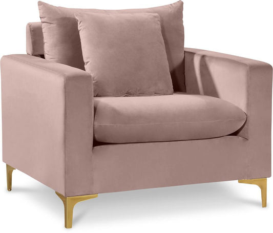 Meridian Furniture - Naomi Pink Velvet Chair - 633Pink-C veiw 1