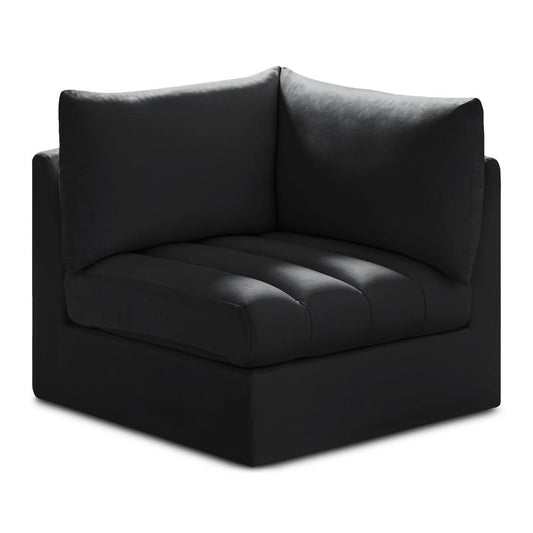 Meridian Furniture - Jacob Black Velvet Corner - 649Black-Corner veiw 1