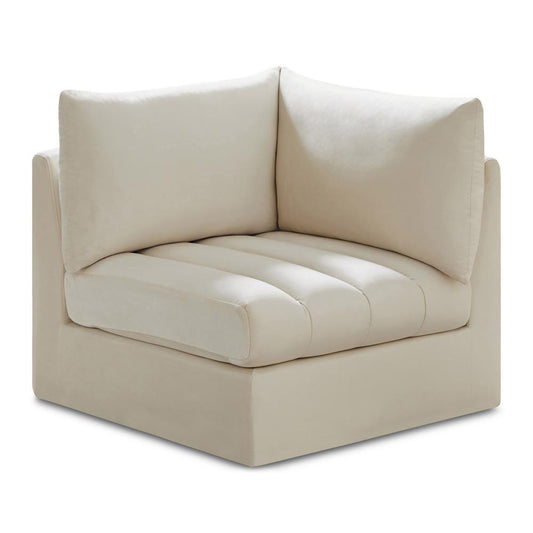 Meridian Furniture - Jacob Cream Velvet Corner - 649Cream-Corner veiw 1