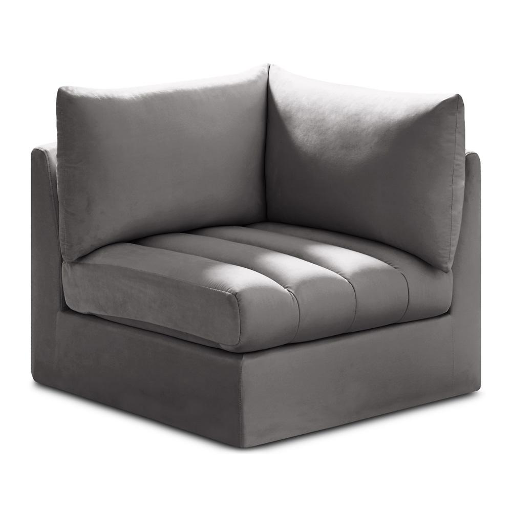 Meridian Furniture - Jacob Grey Velvet Corner - 649Grey-Corner veiw 1