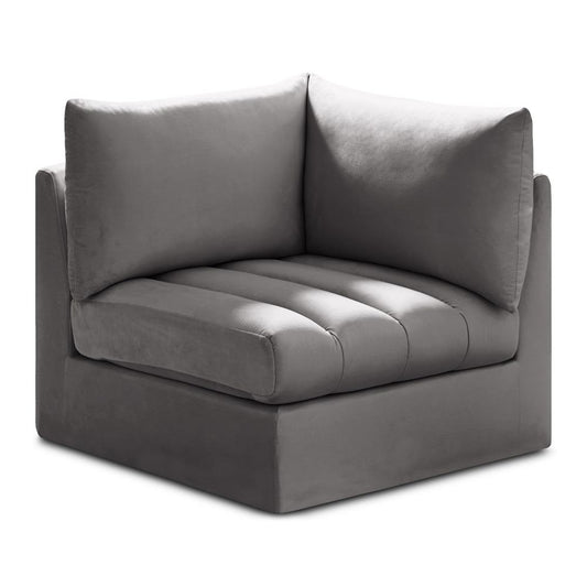 Meridian Furniture - Jacob Grey Velvet Corner - 649Grey-Corner veiw 1