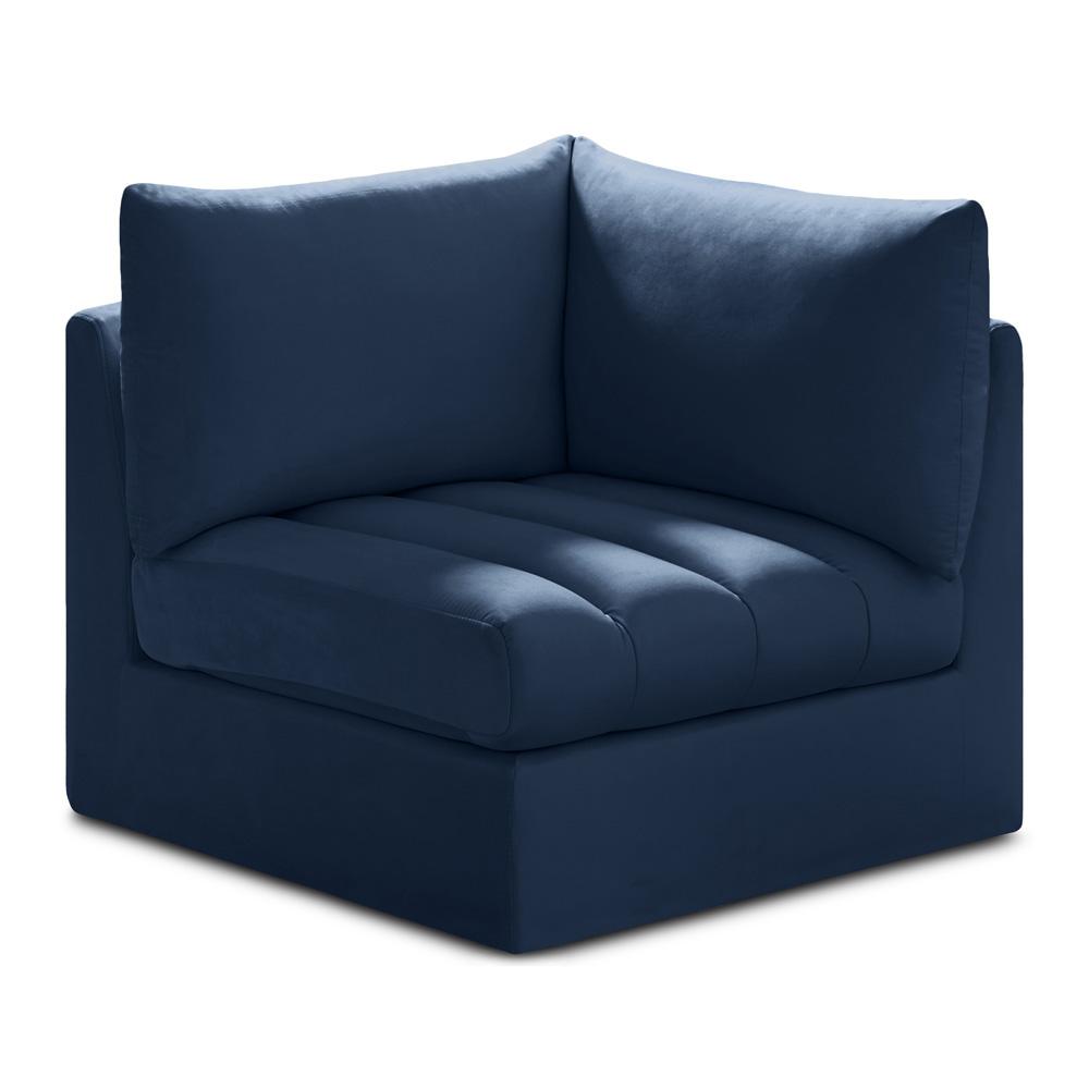 Meridian Furniture - Jacob Navy Velvet Corner - 649Navy-Corner veiw 1