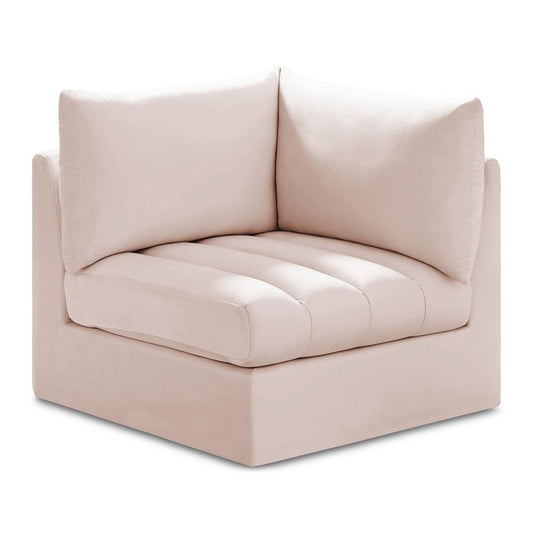 Meridian Furniture - Jacob Pink Velvet Corner - 649Pink-Corner veiw 1