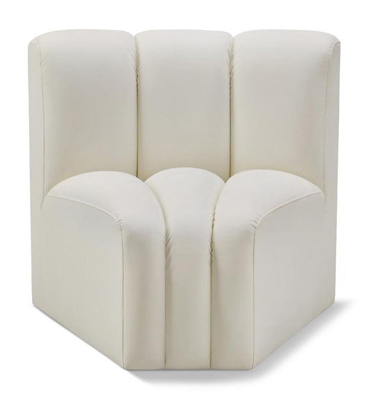Meridian Furniture - Arc Cream Vegan Leather Curved Corner - 101Cream-CC veiw 1