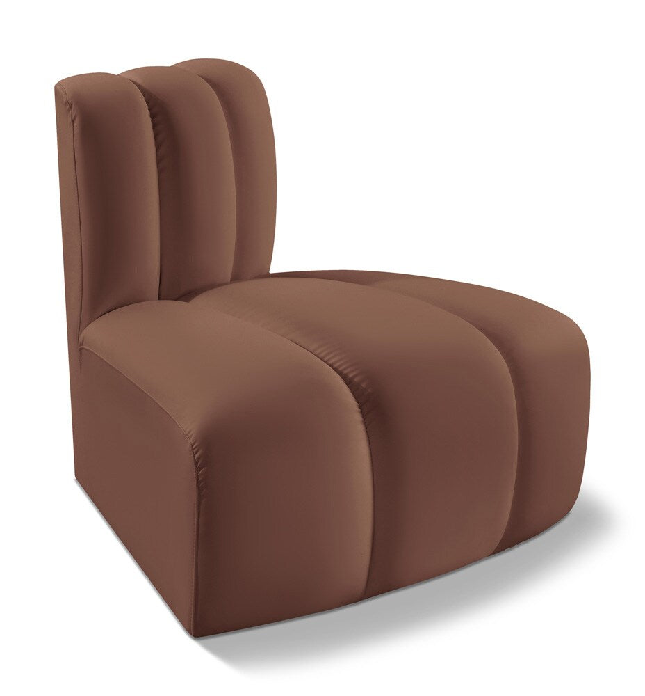 Meridian Furniture - Arc Cognac Vegan Leather Reverse Corner - 101Cognac-RC veiw 1