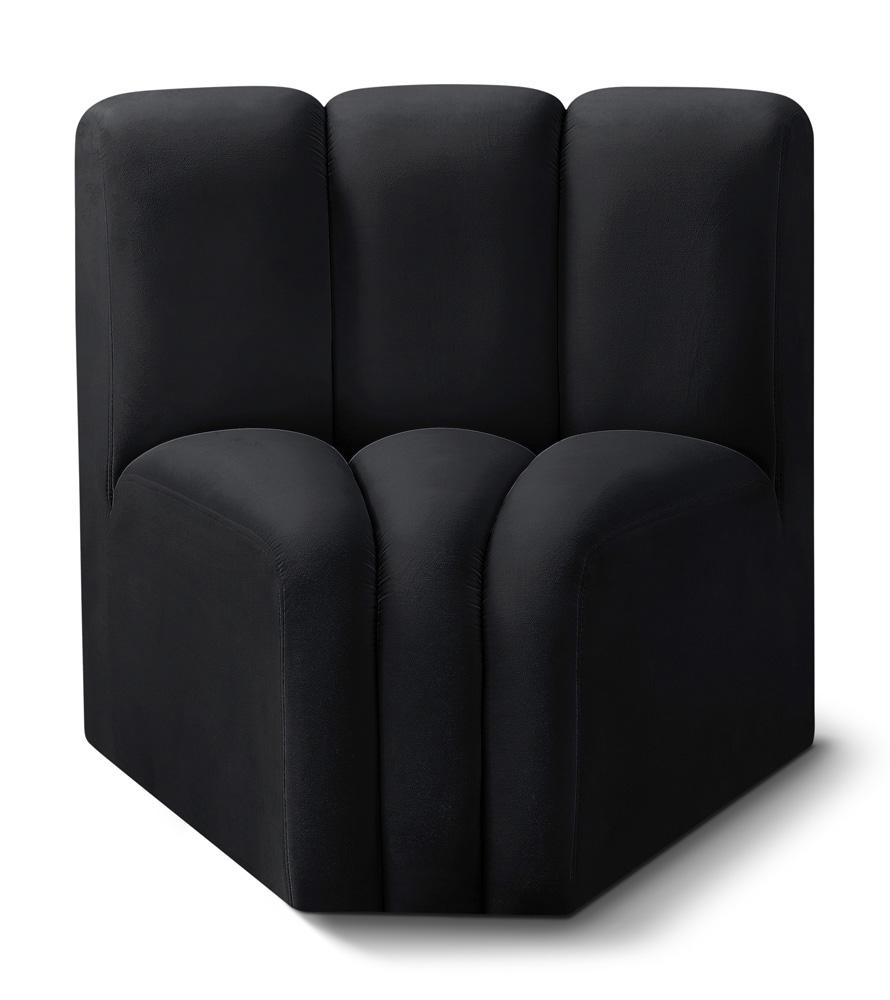 Meridian Furniture - Arc Black Velvet Curved Corner - 103Black-CC veiw 1