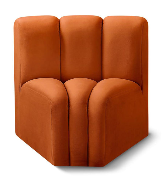 Meridian Furniture - Arc Cognac Velvet Curved Corner - 103Cognac-CC veiw 1