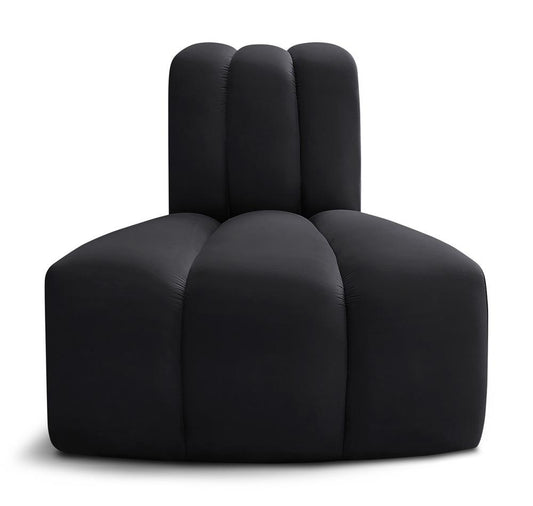 Meridian Furniture - Arc Black Velvet Reverse Corner - 103Black-RC veiw 1