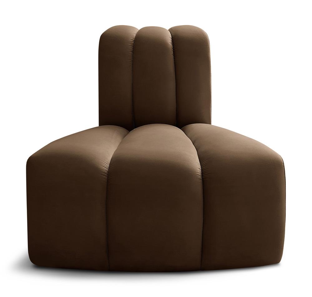 Meridian Furniture - Arc Brown Velvet Reverse Corner - 103Brown-RC veiw 1