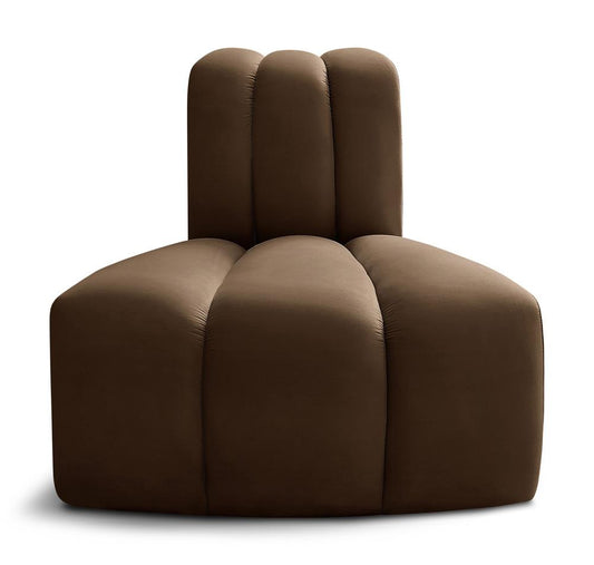 Meridian Furniture - Arc Brown Velvet Reverse Corner - 103Brown-RC veiw 1