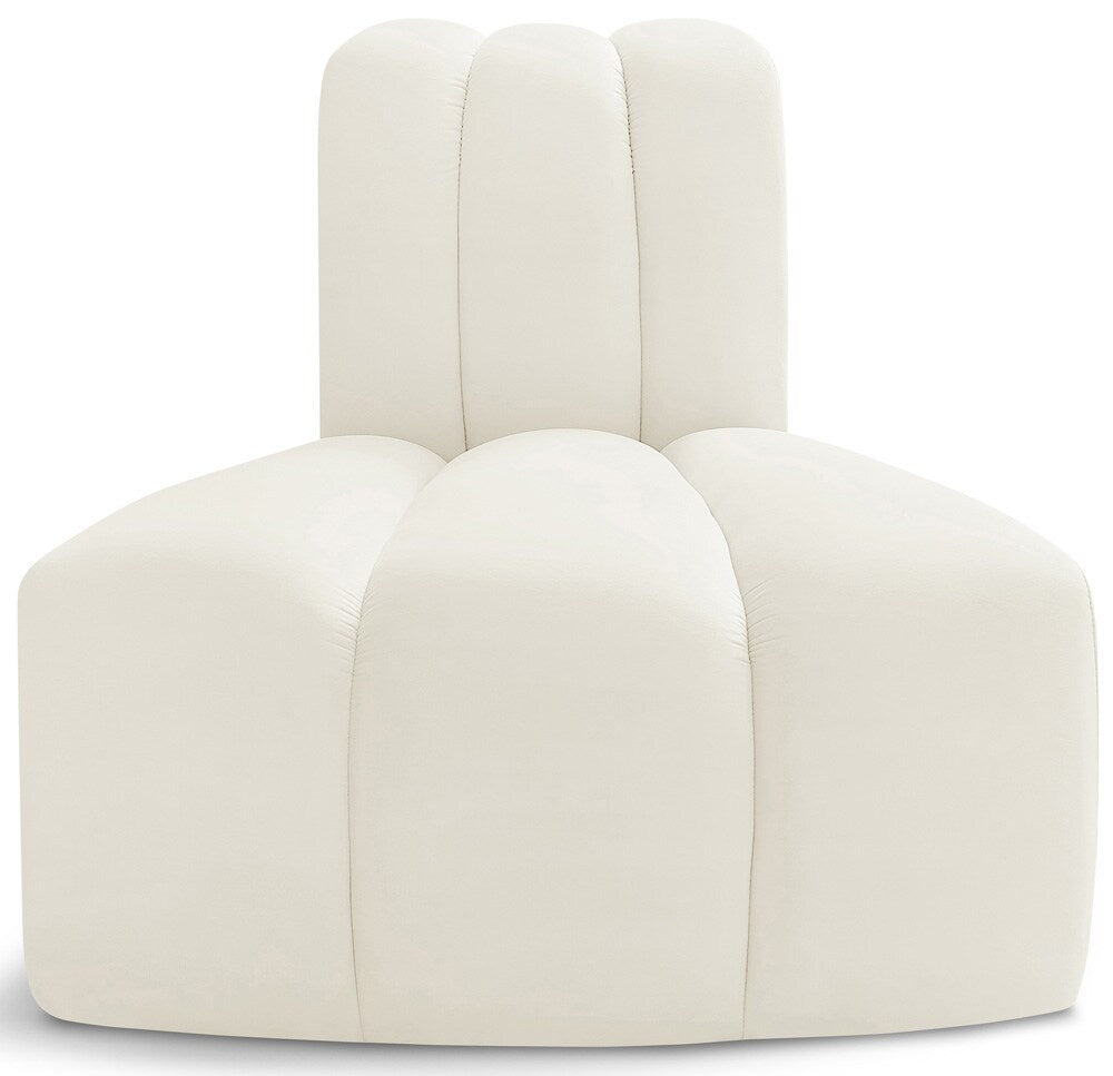 Meridian Furniture - Arc Cream Velvet Reverse Corner - 103Cream-RC veiw 1