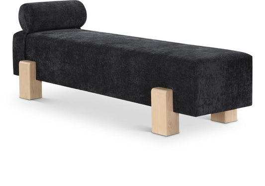 Meridian Furniture - Edison Black Chenille Fabric Bench - 22011Black veiw 1