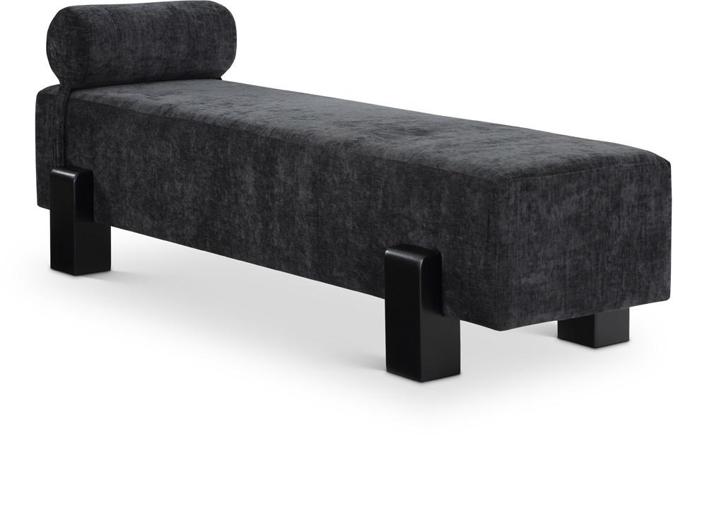 Meridian Furniture - Edison Black Chenille Fabric Bench - 22012Black veiw 1