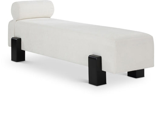 Meridian Furniture - Edison Cream Chenille Fabric Bench - 22012Cream veiw 1