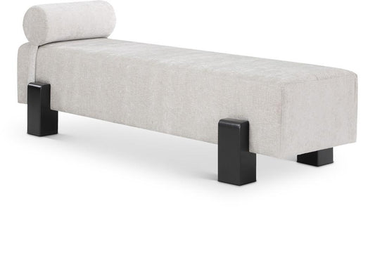 Meridian Furniture - Edison Light Grey Chenille Fabric Bench - 22012Grey veiw 1