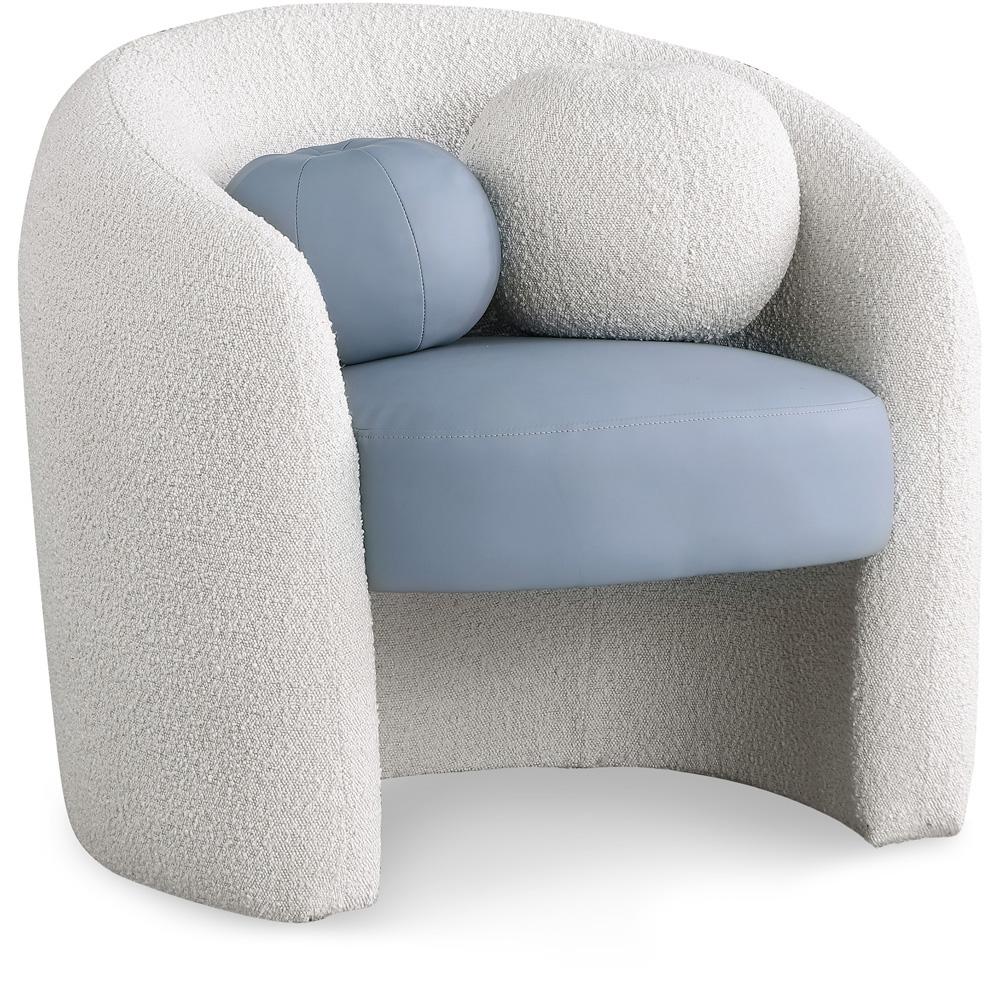 Meridian Furniture - Acadia Blue Vegan Leather / Cream Boucle Fabric Accent Chair - 546Blue veiw 1