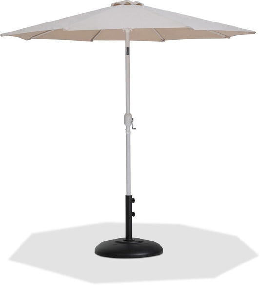 Meridian Furniture - Fiji Beige Fabric / Matte Black Aluminum Patio Umbrella with Base Sets - 55015Beige-BB veiw 1