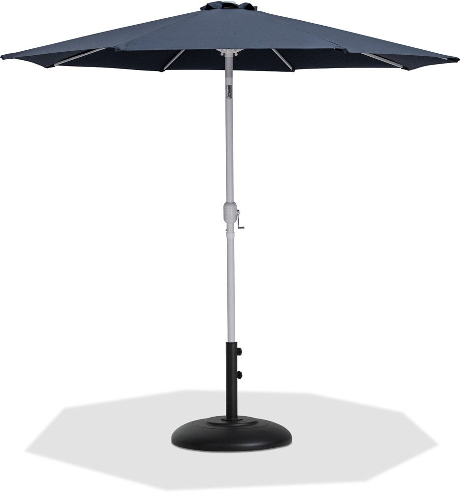 Meridian Furniture - Fiji Grey Fabric / Matte Black Aluminum Patio Umbrella with Base Sets - 55015Grey-BB veiw 1