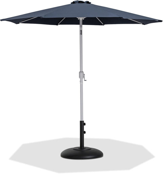 Meridian Furniture - Fiji Grey Fabric / Matte Black Aluminum Patio Umbrella with Base Sets - 55015Grey-BB veiw 1