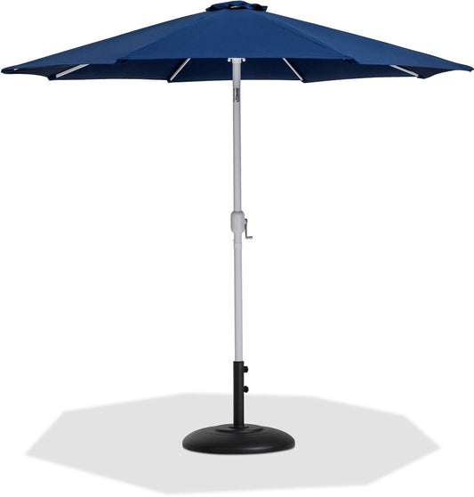 Meridian Furniture - Fiji Navy Fabric / Matte Black Aluminum Patio Umbrella with Base Sets - 55015Navy-BB veiw 1