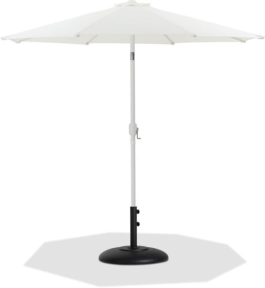Meridian Furniture - Fiji White Fabric / Matte Black Aluminum Patio Umbrella with Base Sets - 55015White-BB veiw 1